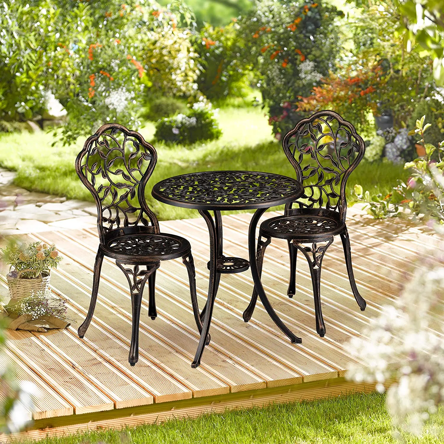 Aluminum Metal Bistro Sets Patio Chair Set Furniture Cast Antique Outdoor Garden Patio Table and Chair Set