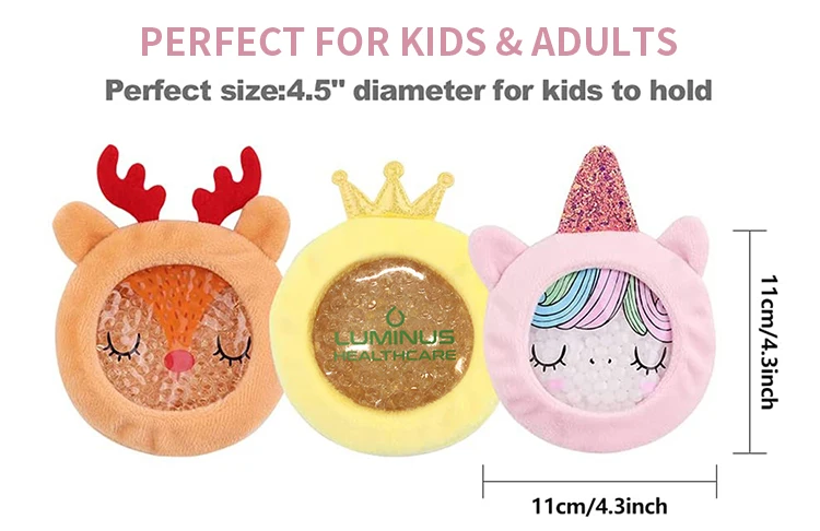 Soft Colorful Fabric Gel Bead Wrap Premium Kids Hot Cold Ice Packs for Kids Tired Eyes, Headaches