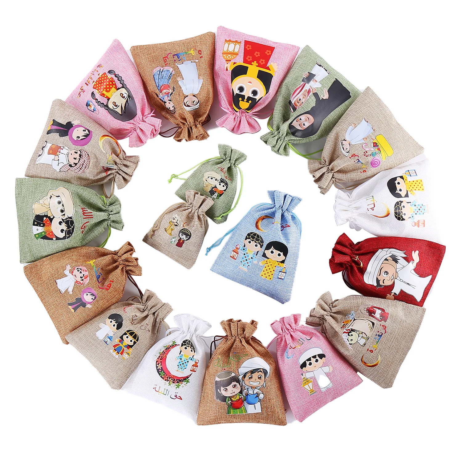 Christmas Drawstring Strap Mouth Hemp Food Storage Bag Holiday Party Decoration Pendant Gift Packaging Bag Pouch