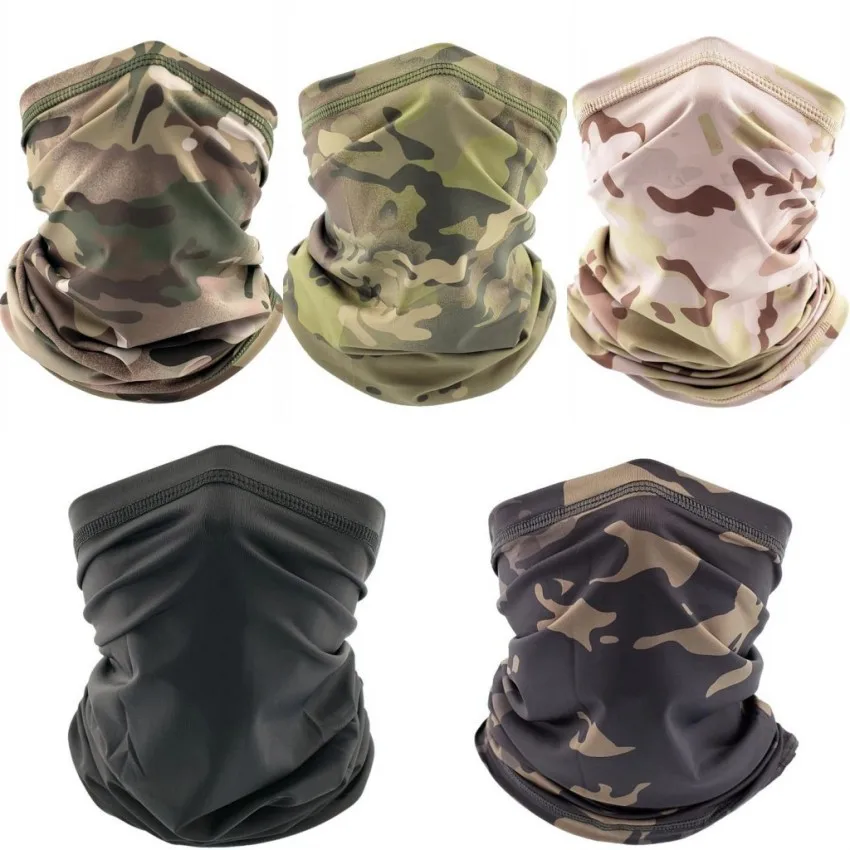 Wholesale Custom Summer Sunscreen Sports Motorcycle Tactical Cycling Nylon Neck Gaiter Tube Camo Bandana Scarf