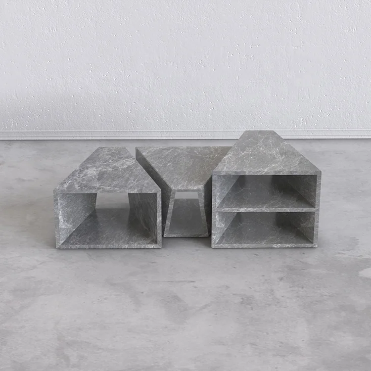 European Coffee Table Set of 3 Living Room Stone Table Marble Furniture