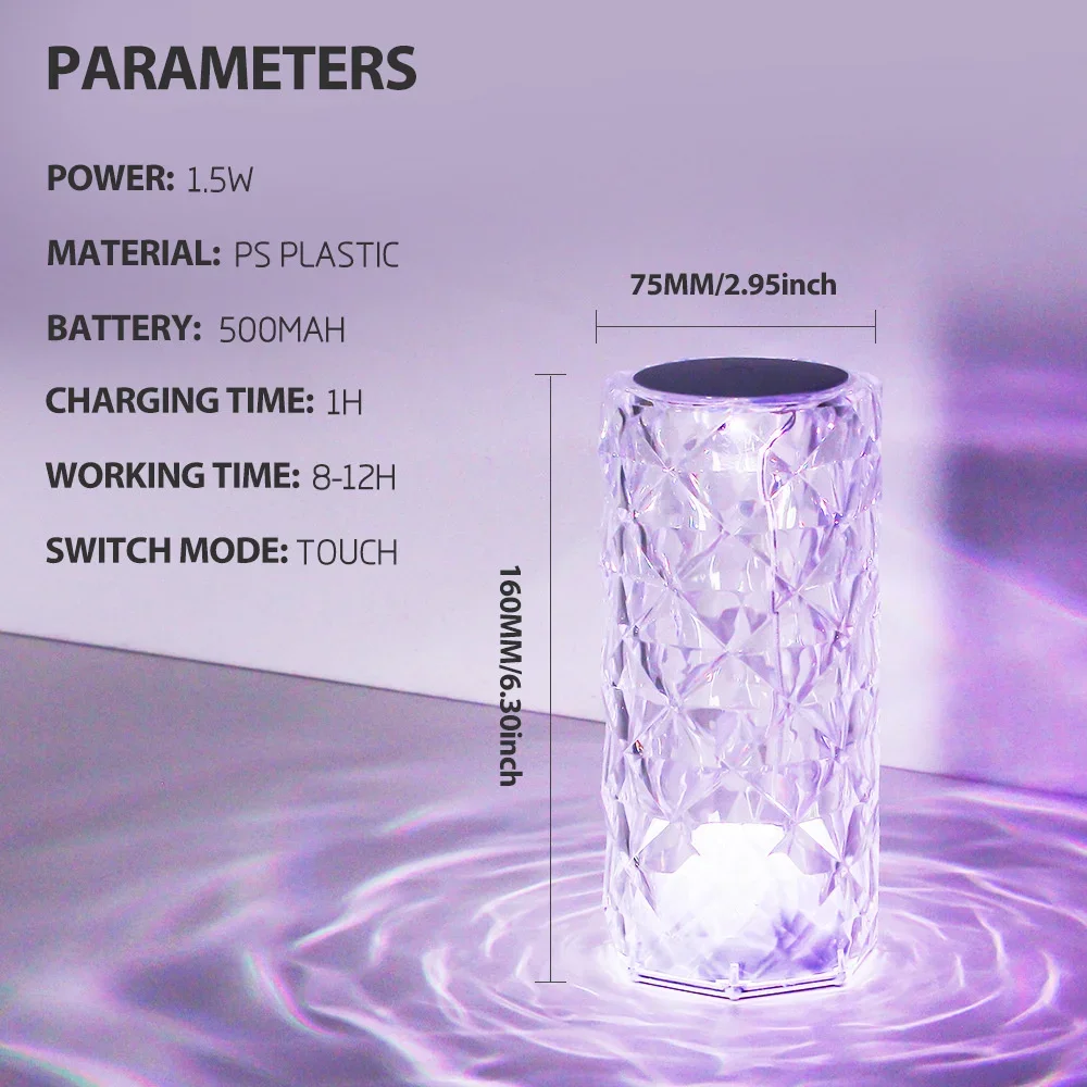 Acrylic RGB remote control romantic LED table lamp rose touch living room housewarming gift color changing night light