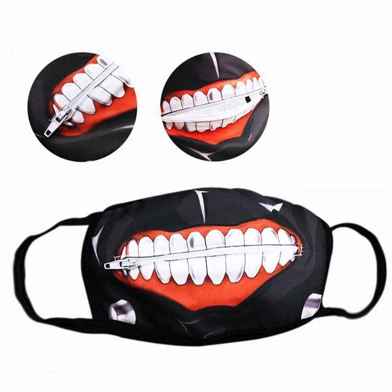 
new design Creativity zipper cute face mask protective cartoon design face mask Tokyo ghouls Anime for cosplay face mask 