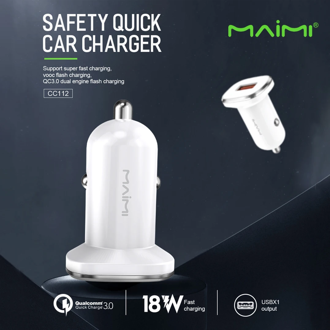 Maimi CC112 fast car charger  QC3.0USB for smart phone car charger adapter super fastcharger VOOC FCP AFC Fast charging protocol