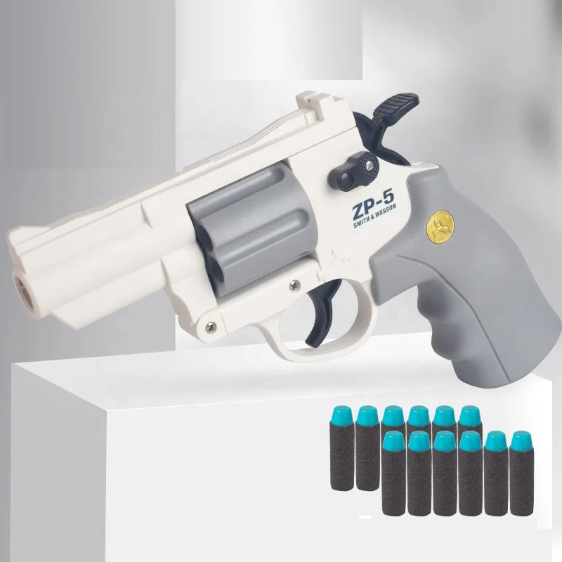 Wholesale Safe Material ZP5 Revolver With Soft Bullets hooting Game Simulation Manual Model Gun Toy For Outdoor Play