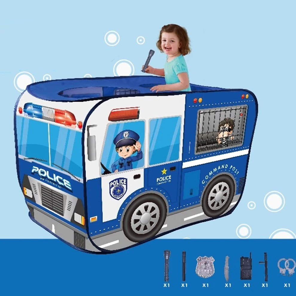Pop Up Car Tent Kids For 2025 New Toy Indoor Police Car Tent With Tools