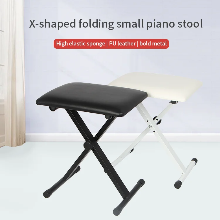 chinese factory OEM Music Stool Keyboard Stool Adjustable Height X-Style folding keyboard Piano Bench Padded Seat