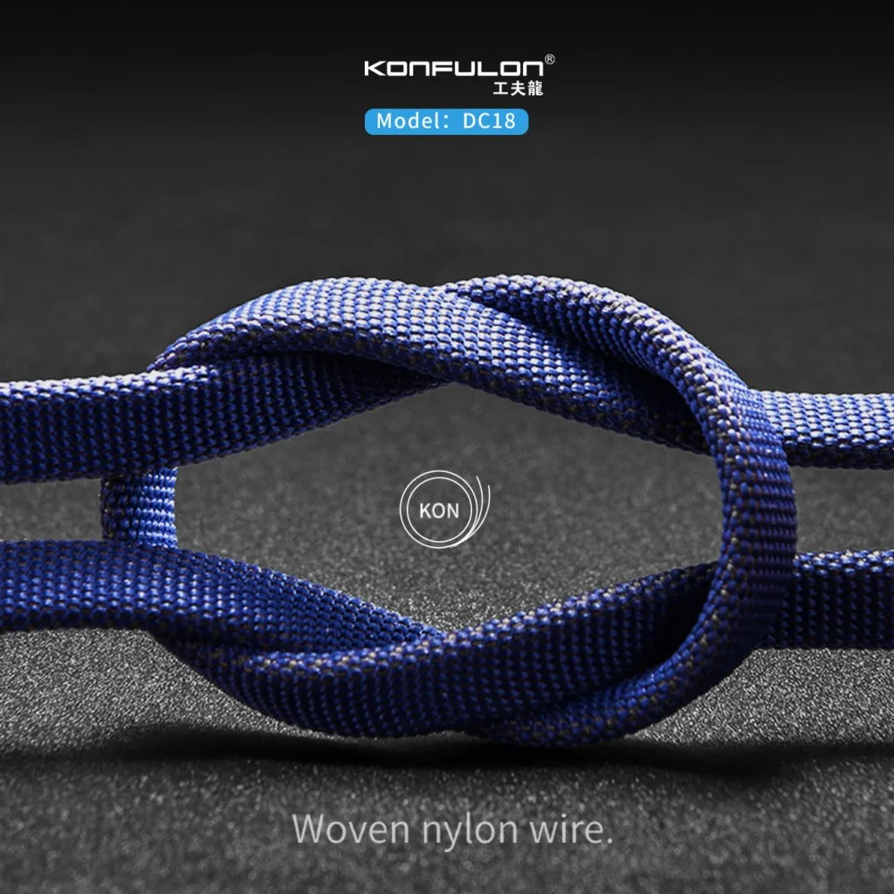 Konfulon быстрая зарядка нейлоновый Плетеный зарядный кабель со светодиодной подсветкой USB-кабели для передачи данных Samsung