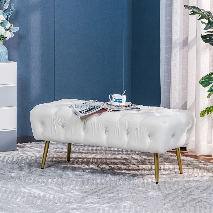 Современная длинная скамейка Chesterfield спальная кровать стул скамейки для кровати бархатные