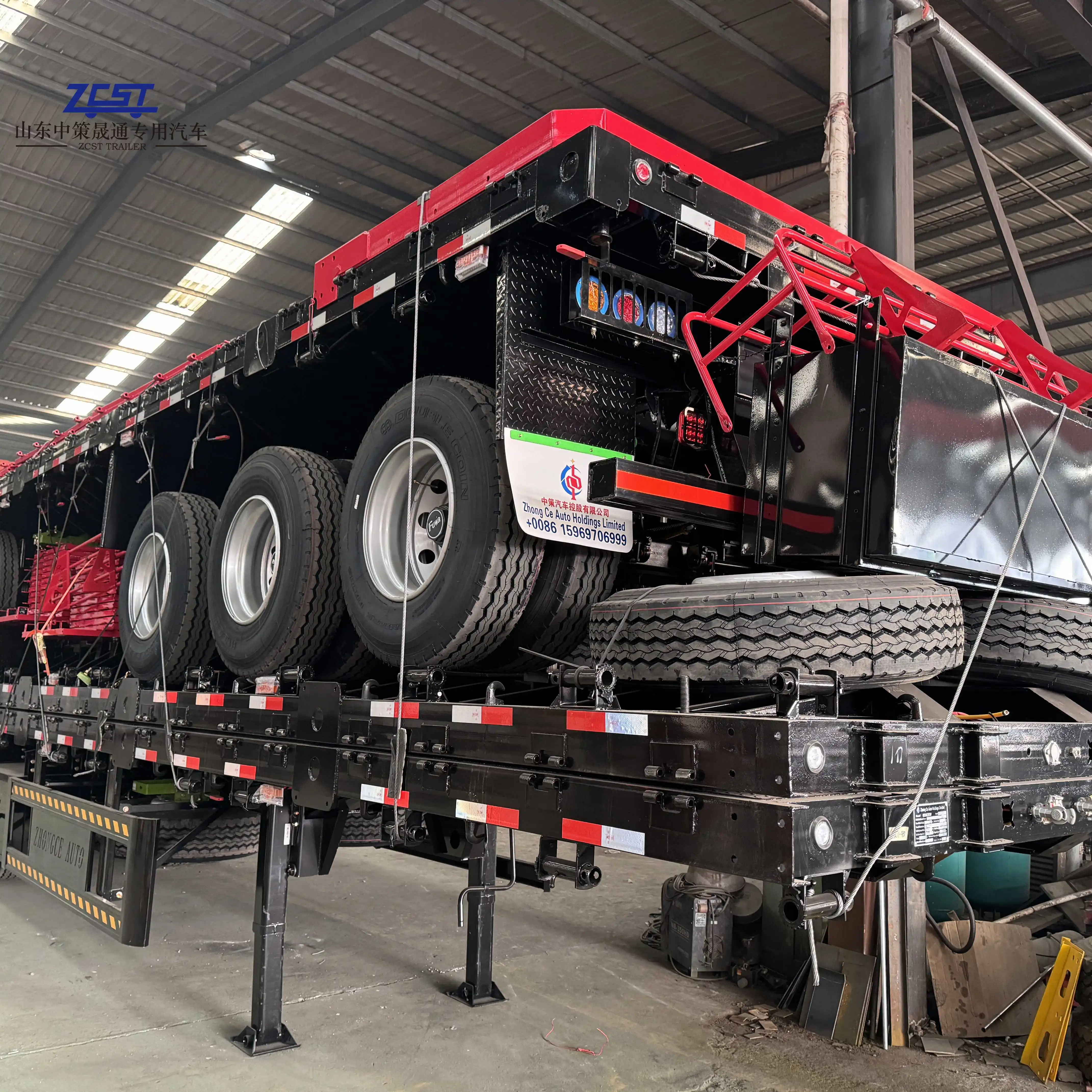 30 40 50 Ton 2 3 4 Axles Flatbed Semi Truck Container Trailer 48 Ft 40 Ft 20 Ft Flatbed Trailer For Sale