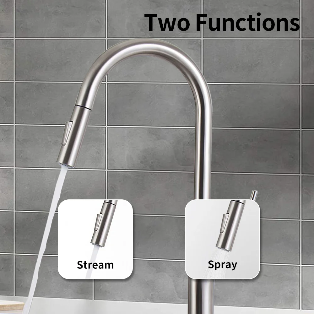 Traditional Kitchen Taps Single Lever 304 Stainless Steel Brushed 360 Swivel Bathroom And Kitchen Taps