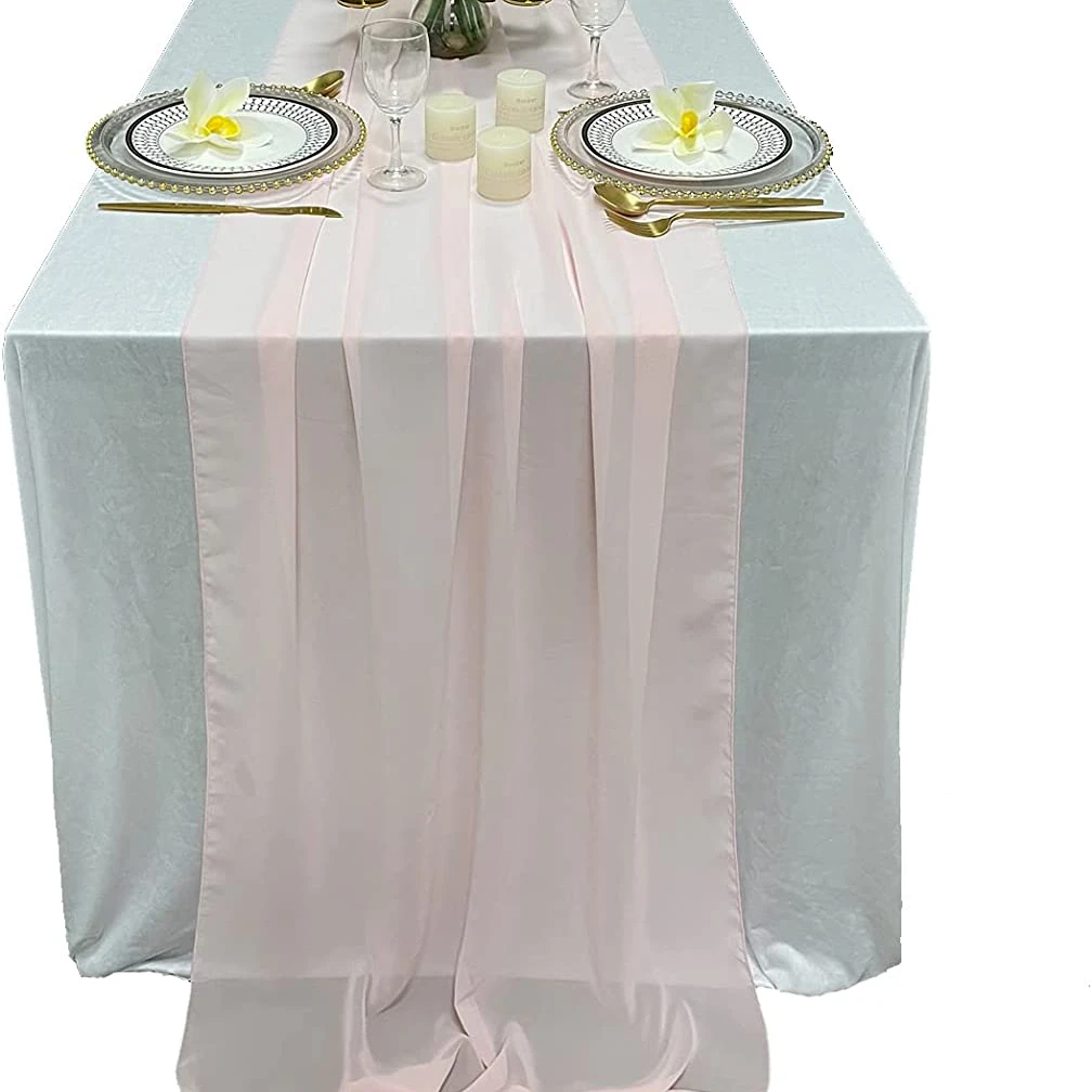 TR018 silk chiffon cheese cloth table runner