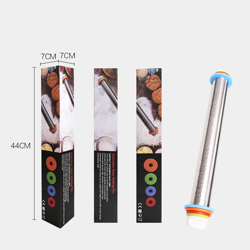 Kitchen Tool High Quality Stainless Steel Thickness Adjustable Rolling Pin