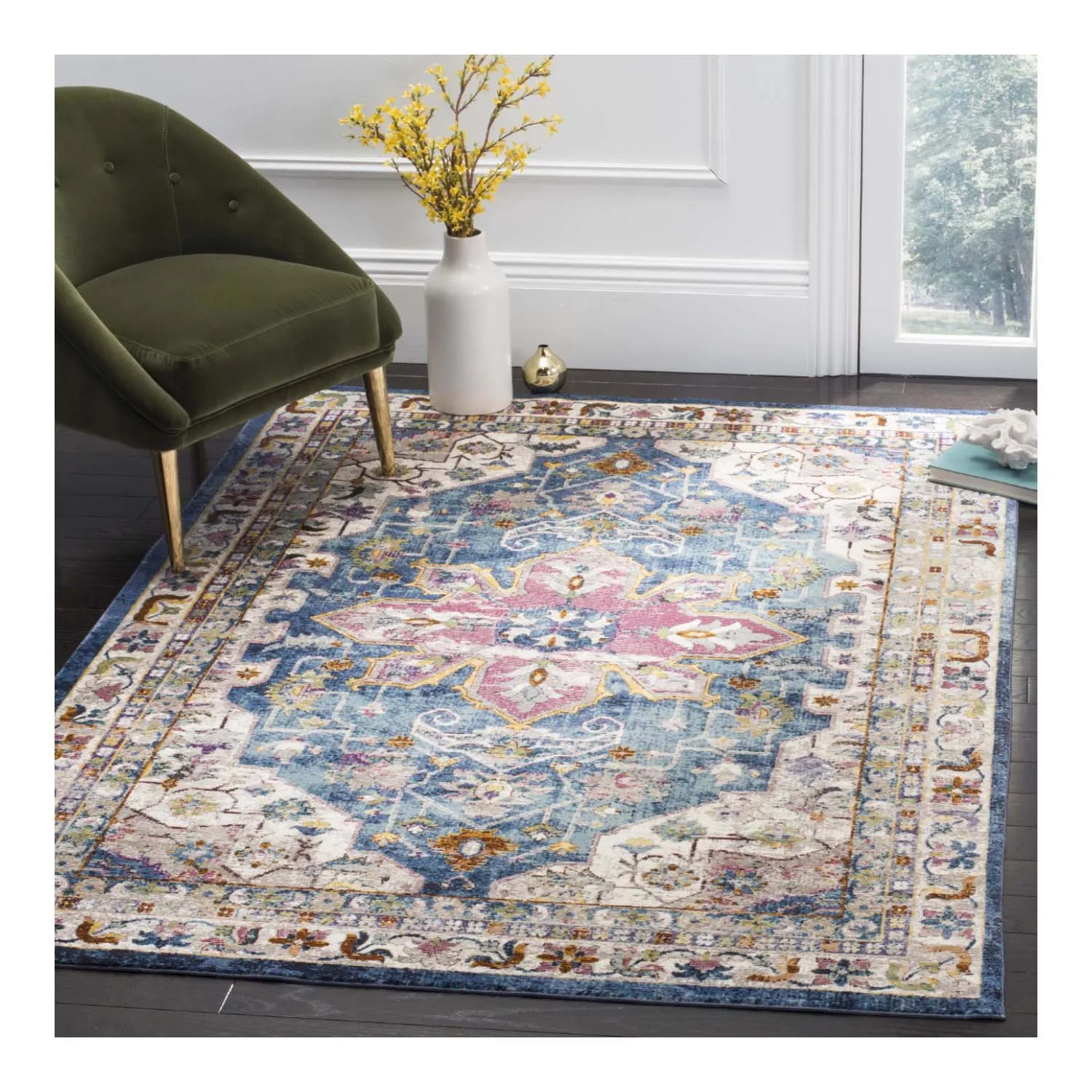 Washable for Living Room with Anti-Slip Backing Vintage Bohemian Area Rugs Carpet for Indoor Living Room Bedroom Kitchen