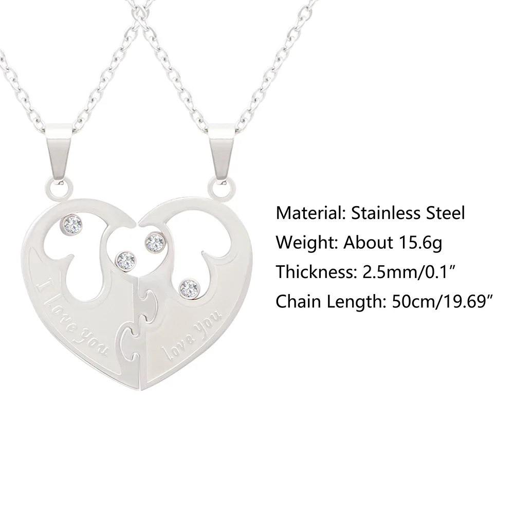 Rushed Fantastic Creative Colorfast Lover Best Friend Gift Dockable Women Men Heart Stainless Steel Necklace For Couple