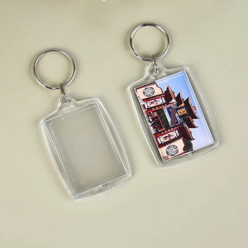 Wholesale Custom Personalized Acrylic Blank Keychains Blank LOGO Plastic Keyring Clear Transparent Acrylic Keychain Blank