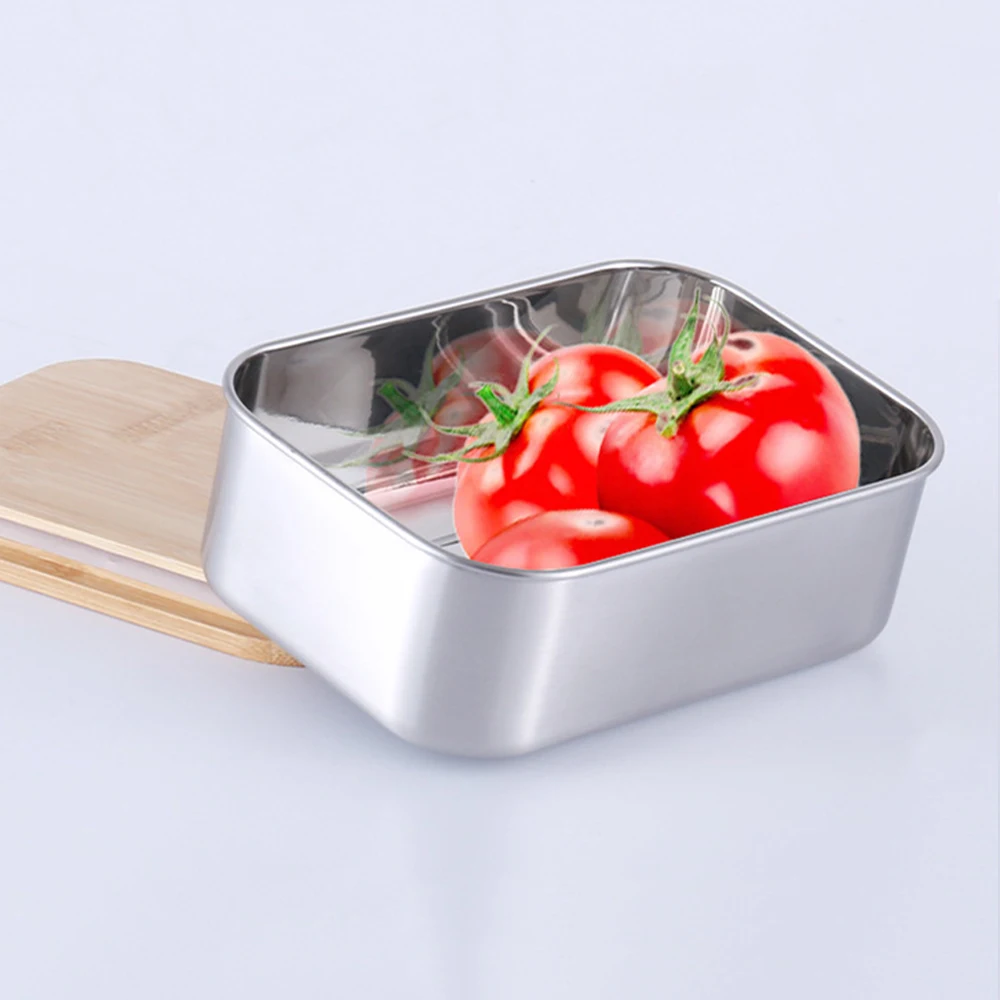 Stainless Steel 304 Food Container Free Rust Food Grade Lunch Box Bamboo Lid