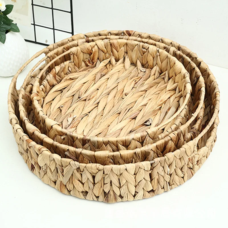 Jiaxiang Wholesale woven round shape water hyacinth basket fruit basket with  handles for storage