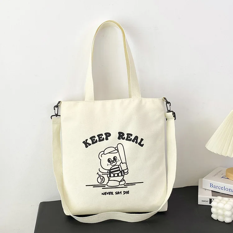 Custom Large Capacity Thickened Shoulder Canvas Tote Bag With Zipper