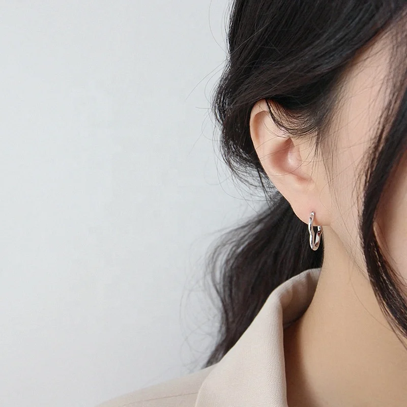  Minimalism jewelry set for girl irregular heart necklace ear buckle earrings in 18k gold plated and