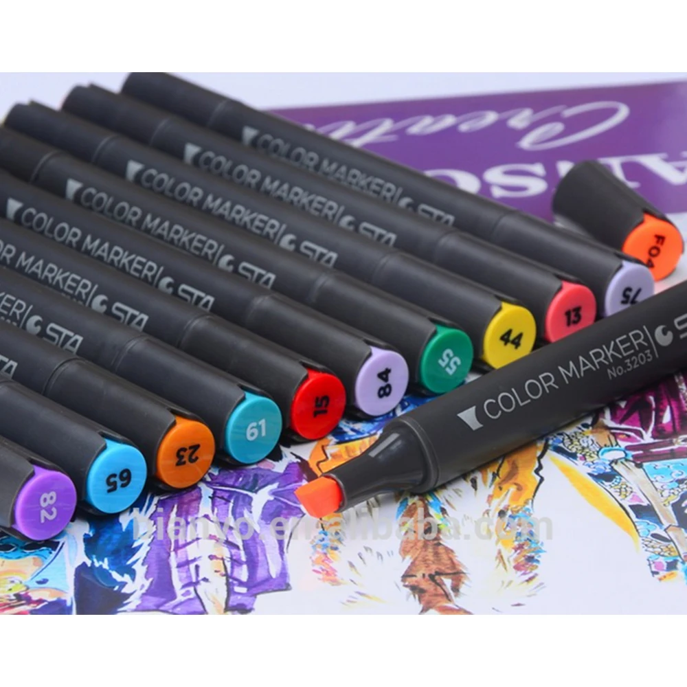 OEM Marker Custom Logo 6 24 30 36 40 48 60 80 128 Colors Marker Pens Professional Non Toxic Washable Markers School Supplies
