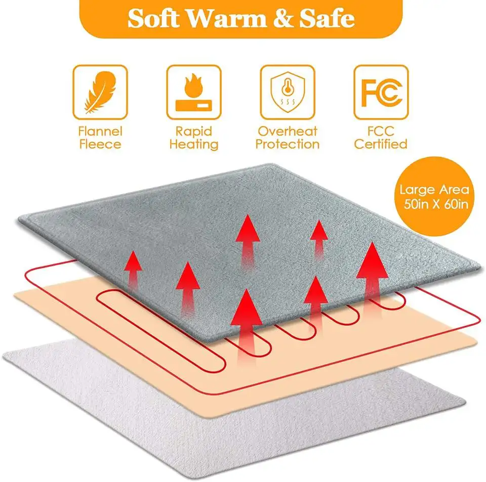 Winter camping warmer 12v technology low price competitive price throw electric heated blanket for car
