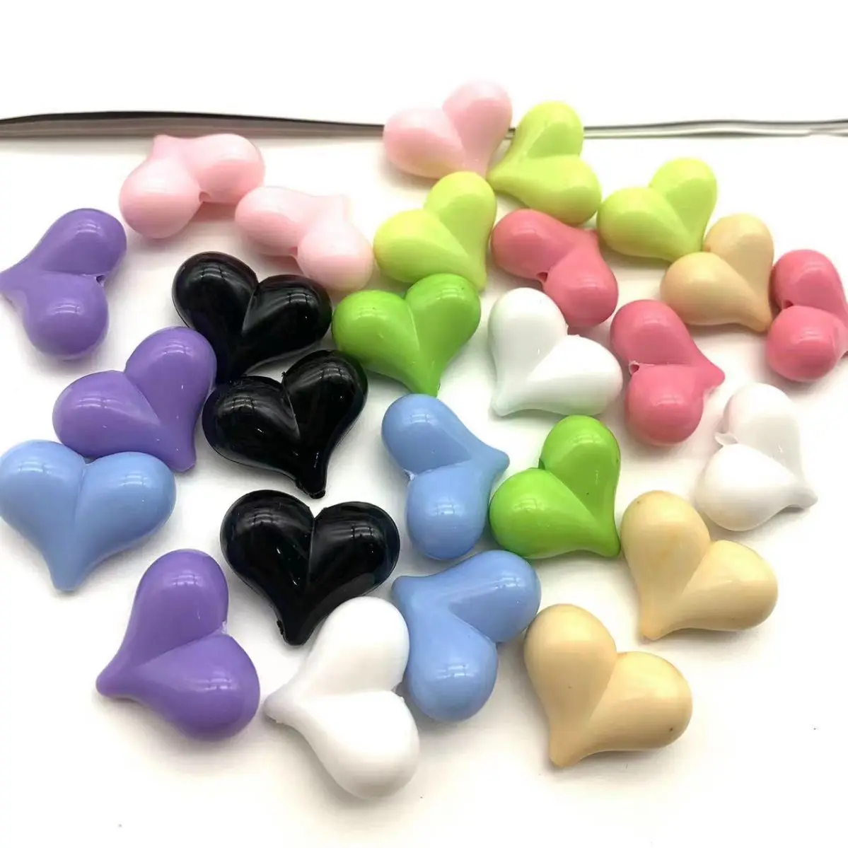 Macaron Milk Oil DIY Accessories Solid Color Crooked Peach Heart Bead Necklace Loose Bead Wholesale Acrylic Decorative Beads