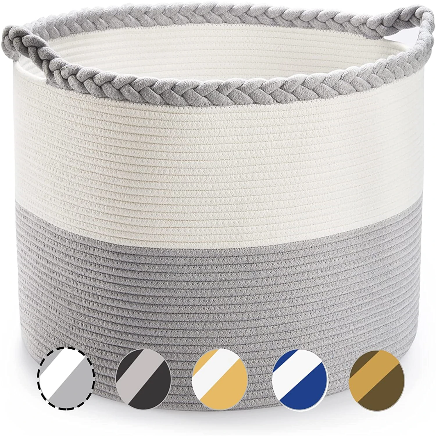 QJMAX High Quality Large Capacity Hand-Woven Cotton Thread Cotton Rope Storage Basket