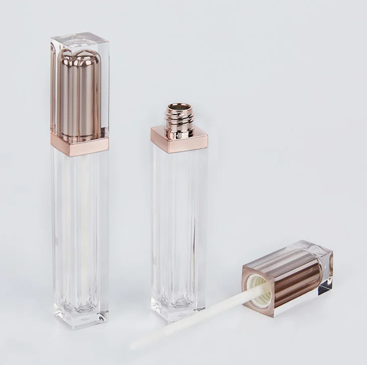 Empty rose golden silver Lipgloss square private label lip gloss tubes 7ml Lip gloss base Lip Balm Container lipstick containers