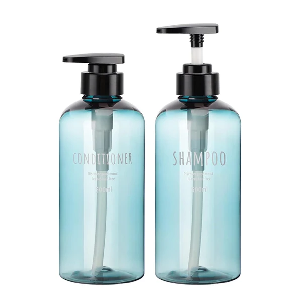 300ml 500ml Clear Blue Dispenser Pump Refillable Containers Empty Shampoo Conditioner Plastic Pump Bottle
