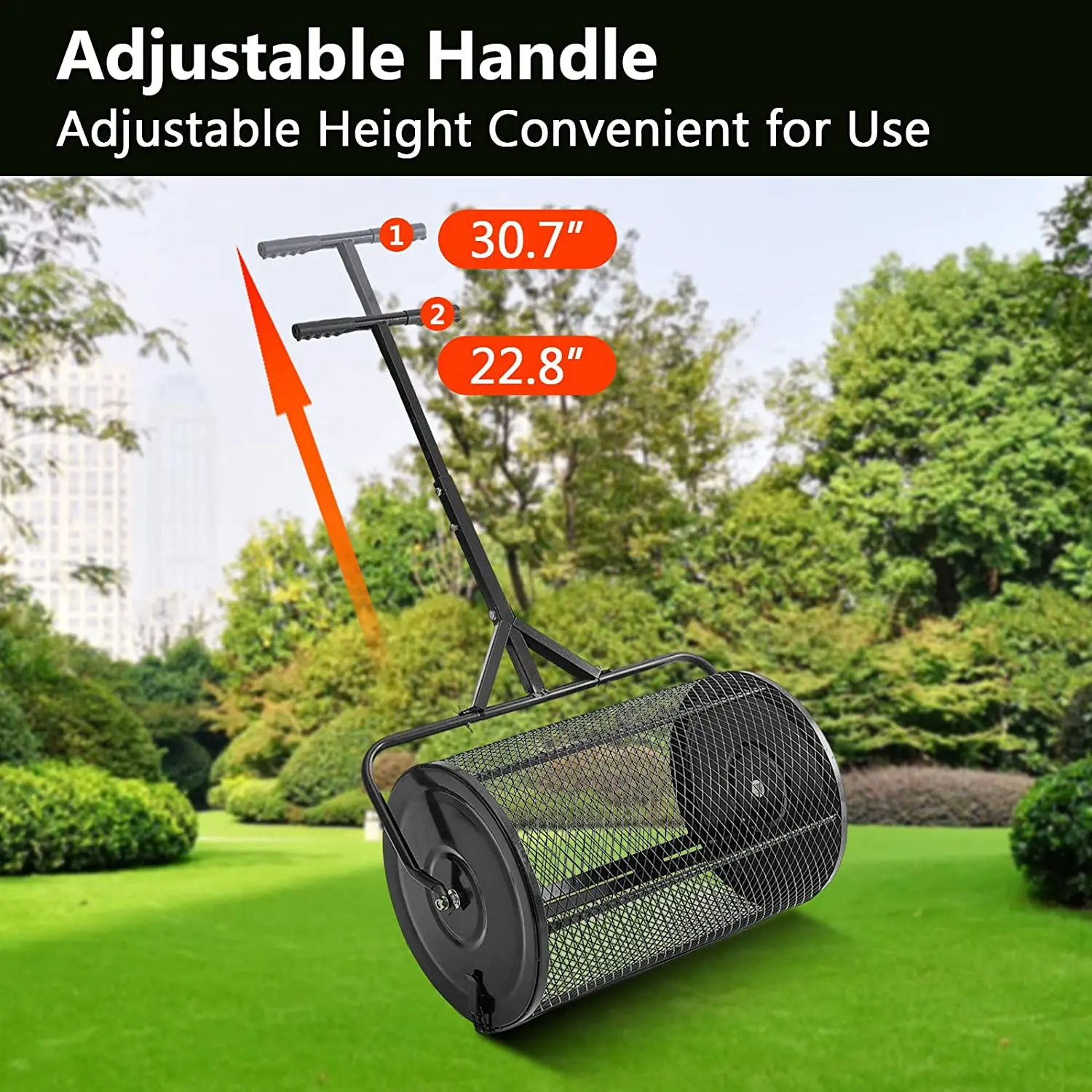 Heavy Duty Metal Peat Moss Spreader with Upgrade T Shaped Handle, Manure Spreader for Planting Seeding Top Soil Dirt