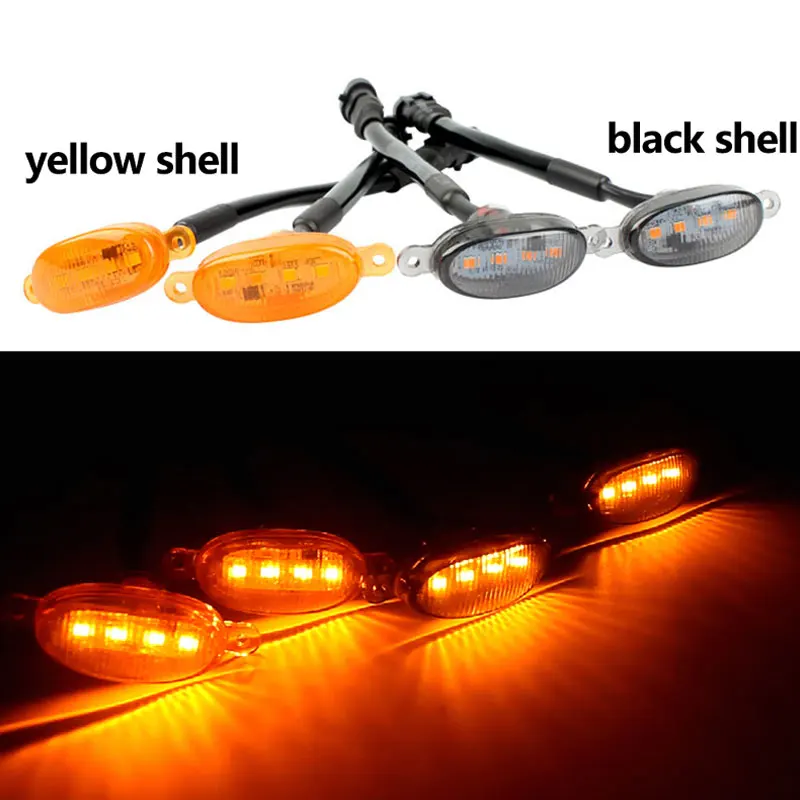 4 in 1 China network small yellow light circular 4led yellow and black l 4led lights one for four Applicable to any model