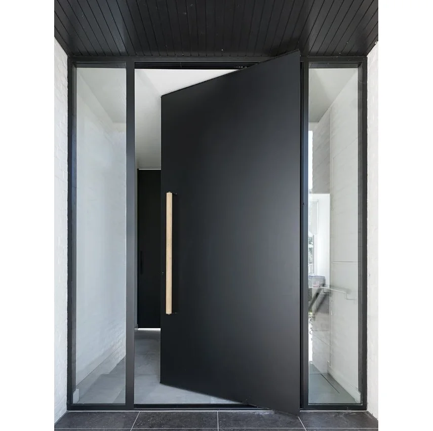 Customized Security Front Wooden Pivot Entrance Door External Modern Solid Wood Entry Door