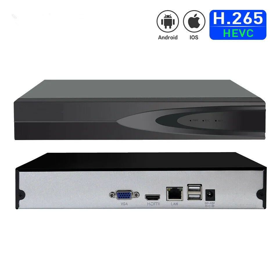
H.265 16CH Network Video Recorder NVR for Supports up to 16 x 5MP IP Cameras CCTV System 