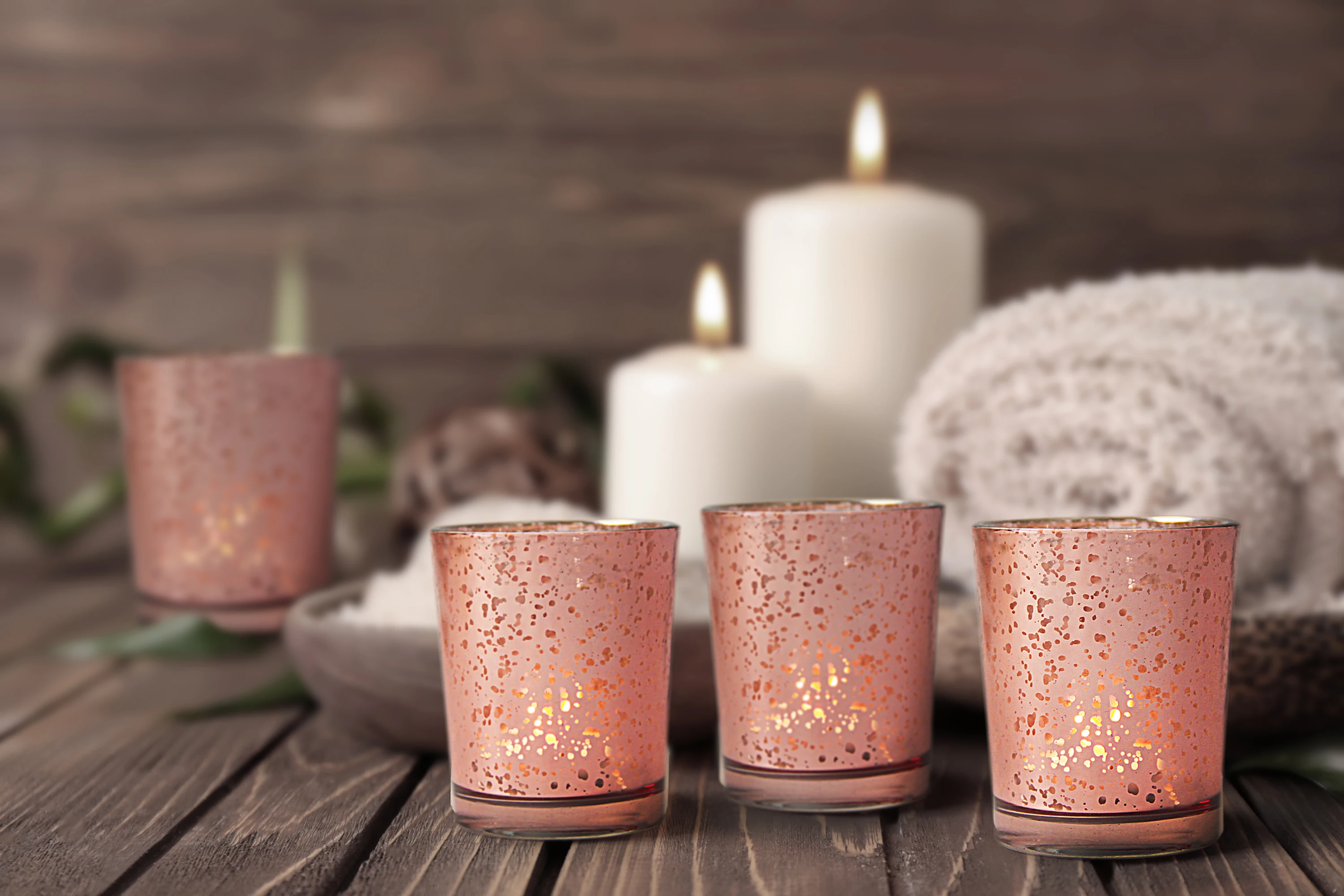 hot sale rose gold cylinder shape starry fancy decorative glass candle holder