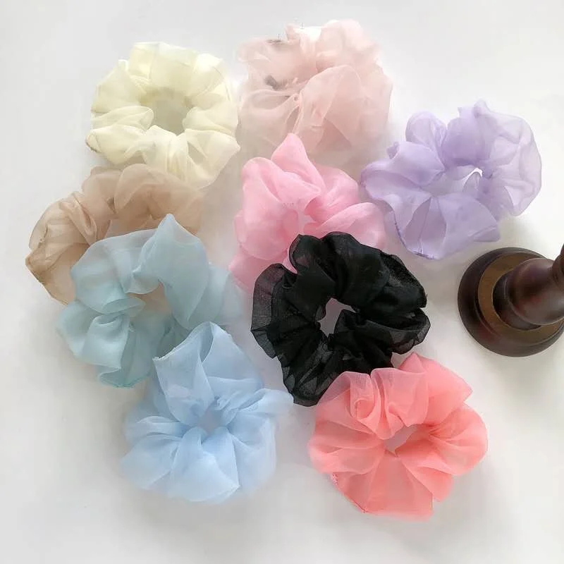 Ready To Ship Cheap Price Women Solid Color Large Jumbo Elastic Scrunchies Hair Ties