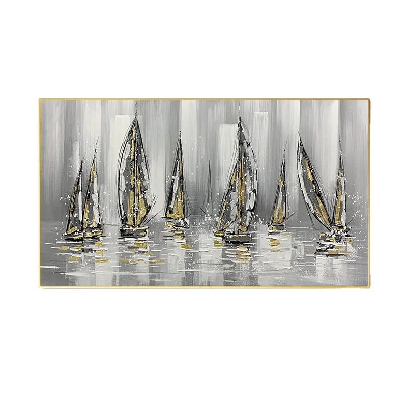 Оптовая продажа, настенная живопись, Современный Морской пейзаж, картины ручной работы маслом, Ландшафтные картины, домашний декор, 50*100 см/20*39 дюймов
