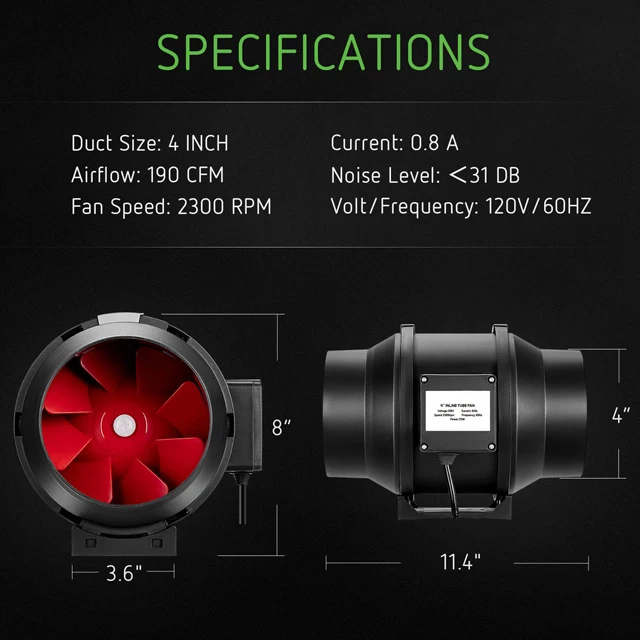 
4 inch ac inline duct fan inline ventilation fan silent for speed controller 