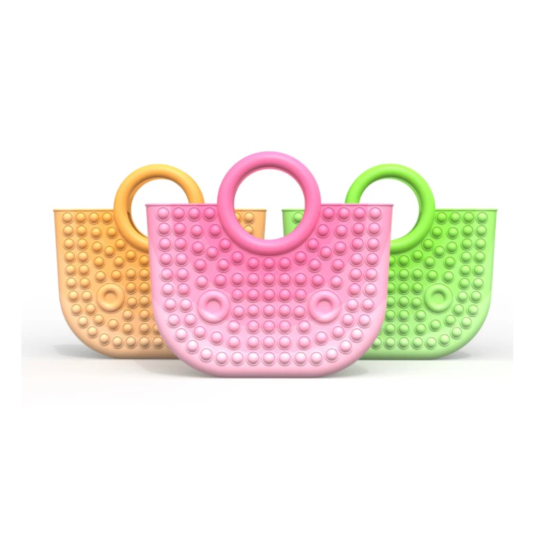 2021 Amazon hot sale colorful push pop handbag toy Candy Color Custom Logo Waterproof  Jelly Summer Beach Bag Ladies  Tote Bag