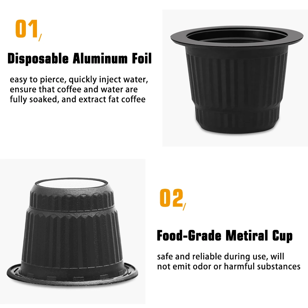 Refillable Nspresso Filter Reusable Nspresso Coffee Capsules With  Disposable Aluminum Foils Lids
