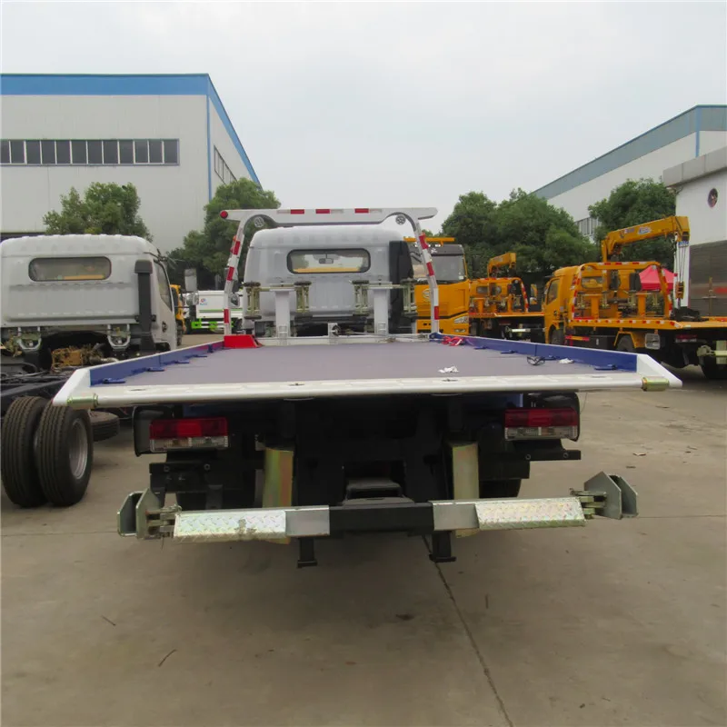 DFAC tow wrecker two cars lift slide bed flat break down towing cars car rotating tray truck 4 ton
