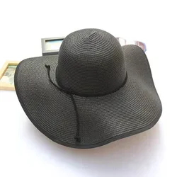 HT-1433 High Quality Wholesale Summer Straw Hats Breathable Large Beach Wide Brim Straw Hat