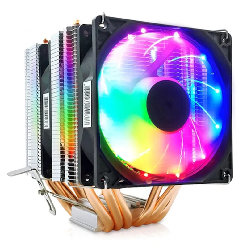 Coolerman MX6 Six Copper Tube Dual Fan CPU Radiator 3Pin Interface Super Cooling Mute Efficient Cooler