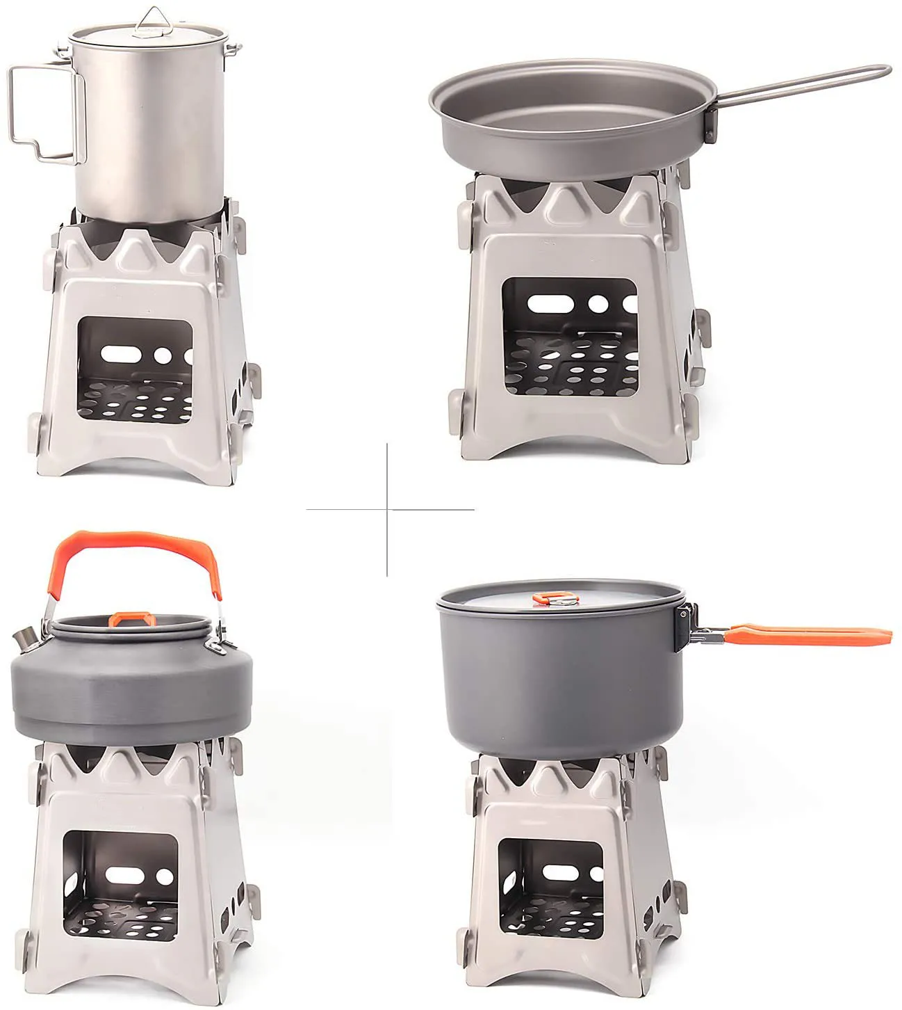 Outdoor Lightweight Folding Flatpack Pocket Titanium Wood Burning Stove Collapsible Titanium Stove For Camping Bushcraft