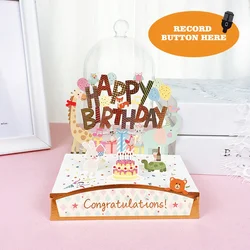 Recordable Birthday 3D Pop Up Happy Birthday Greeting Card Voice Recorder Gift Card