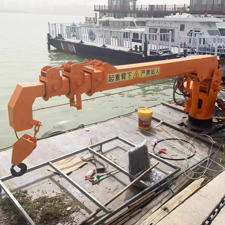 Telescopic Boom Fixed Hydraulic Crane Ship and Fishing Boat Hydraulic Crane from Wharf for Floating Cranes