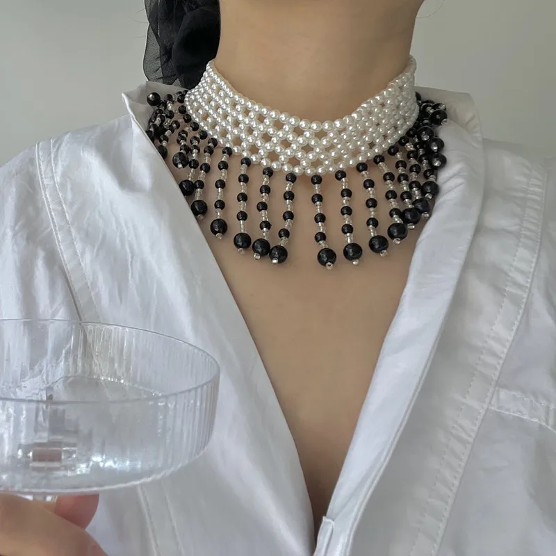 Pearl Necklace  Multi layer Pearl Tassel Pendant Statement Beads Jewelry Nigerian Wedding India Jewelry