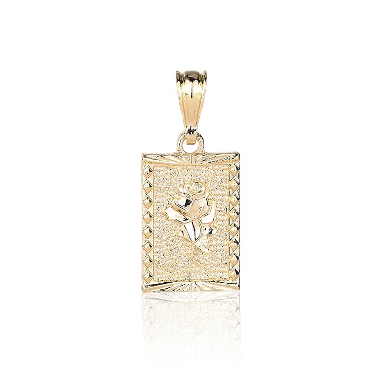 High-quality 14K gold picture frame rose pendant retro style miss pendant