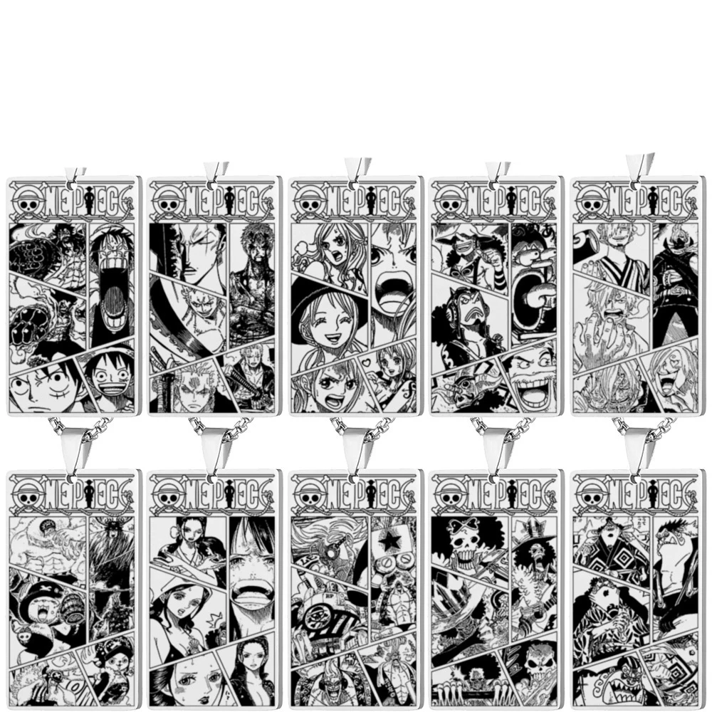 Новый стиль Luffy Sun God Nika аниме аксессуары карта цветной печати из нержавеющей стали Клевер мультяшная сталь кулон брелки ожерелье