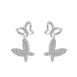 2022 Wholesale Earings Women Jewelry The Sterling Silver Butterfly Earrings With Diamond Girl Gifts